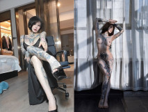 《震撼精品分享》火爆平台的推特網紅【龍貓夫婦】最新私拍，露出女女野戰調教自慰啪啪陰環全身紋野性十足