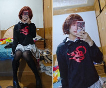 黑絲偽娘 啊 有點疼 被小哥哥扛著大腿猛插 貌似雞雞還沒有她的大