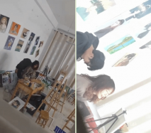 【某某門事件】山東煙台科技學院，兩藝術學生在畫室啪啪被偷拍，女主長得還不錯，最後好像高潮了！