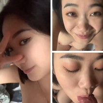 可愛大眼萌妹，最美鮑魚穴 吃著雞巴下面不禁拉絲了 如此騷 送她一嘴巴精液！！